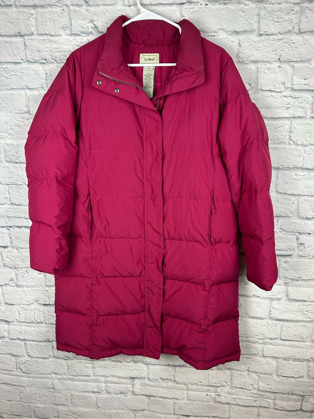 L.L.Bean Women’s Large Pink Goose Down Long Puffer Coat Winter Jacket